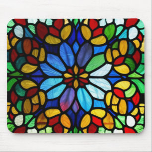 Exquisite Floral Stained Glass Elegance Mouse Pad