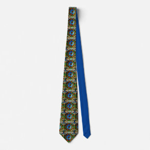 Exquisite Floral Stained Glass Elegance Neck Tie