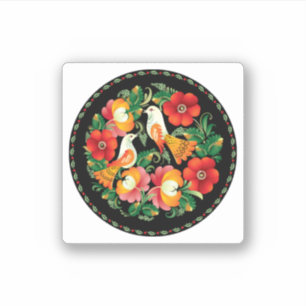 Exquisite Folk Art Birds Flowers Beautiful Decor