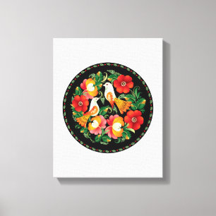 Exquisite Folk Art Birds Flowers Beautiful Decor