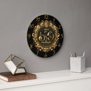 Exquisite Gold 50th Anniversary  Large Clock