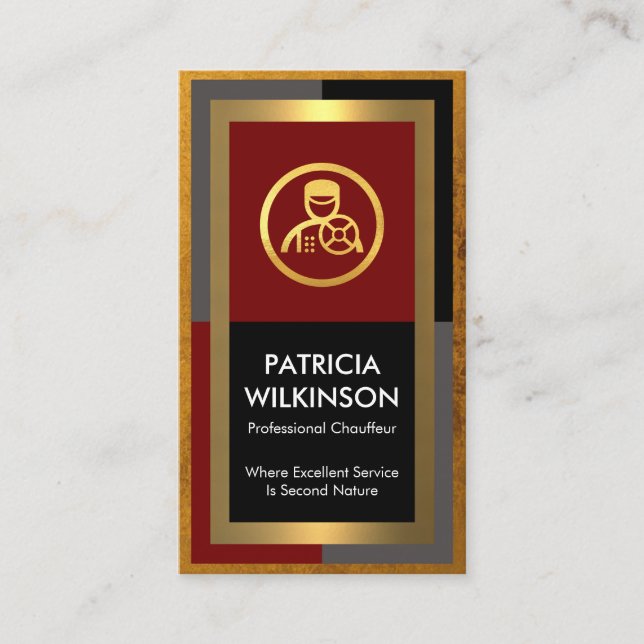 Exquisite Gold Frame Chauffeur Business Card (Front)