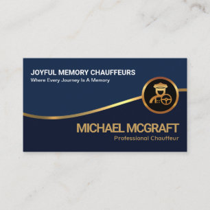 Exquisite Gold Wave Blue Layers Chauffeur Driver Business Card