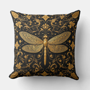 Exquisite Golden Dragonfly for Home & Sofa Styling Throw Pillow