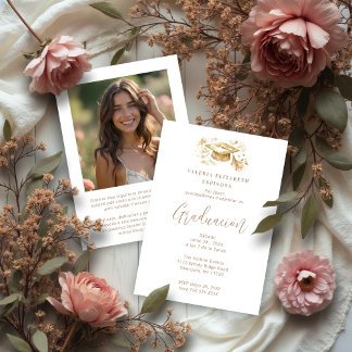 Exquisite Graduate Cap in Beige Tones Graduation Invitation