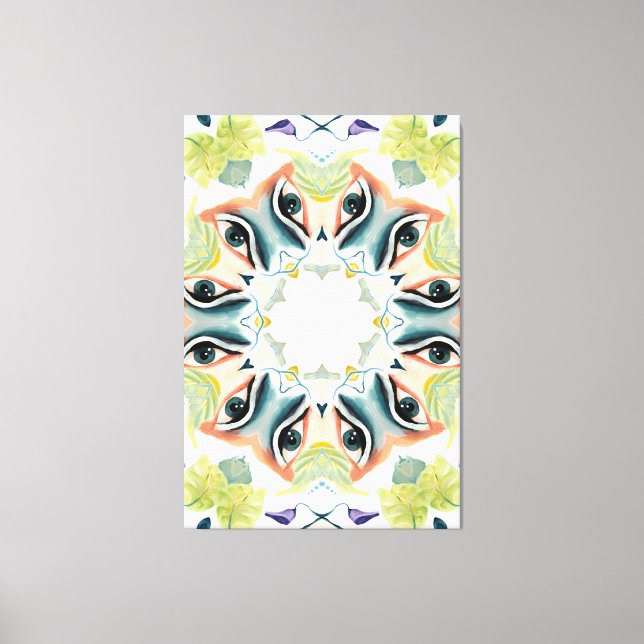 Exquisite Handpainted Boho Chic Greenery Abstract Canvas Print (Front)