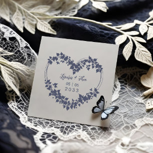 Exquisite Heart of Leaves & Wild Branches Wedding Rubber Stamp