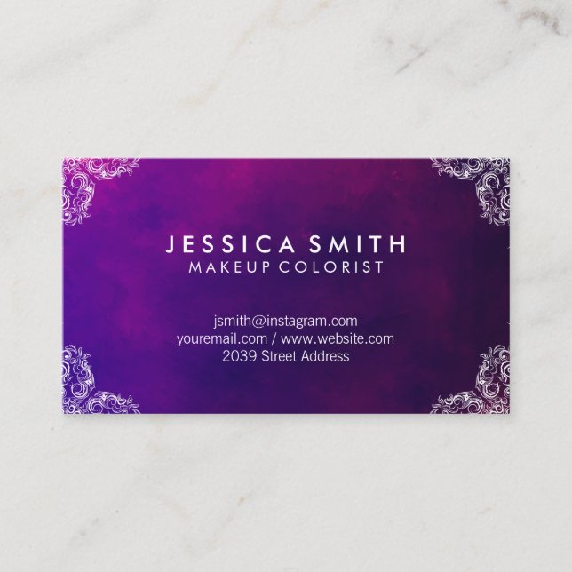 Exquisite Hues and Fancy Corners Business Card (Front)