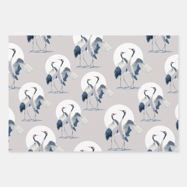 Exquisite Japanese Cranes Wrapping Paper (Front 3)