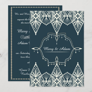 Exquisite Lace Art Deco Style Wedding Invitation