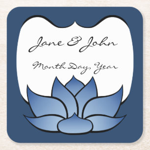 Exquisite Lotus in Blue Paper Coaster