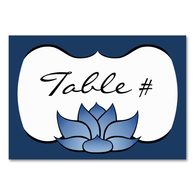 Exquisite Lotus in Blue Table Card (Front)