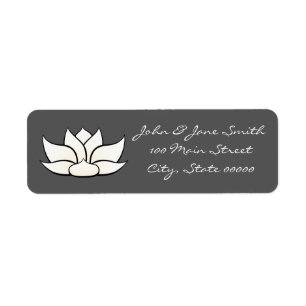 Exquisite Lotus in Pewter and White Address Label