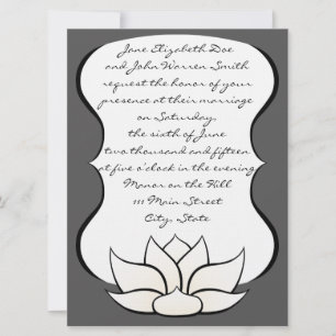 Exquisite Lotus in Pewter and White Invitation