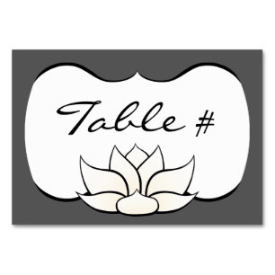 Exquisite Lotus in Pewter and White Table Card