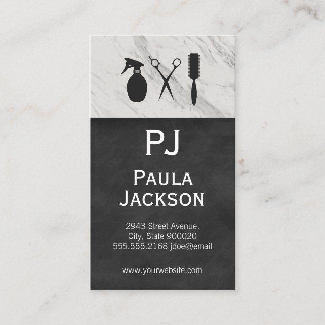 Exquisite Lux Texture Monogram and Marble Trim Business Card (Front)