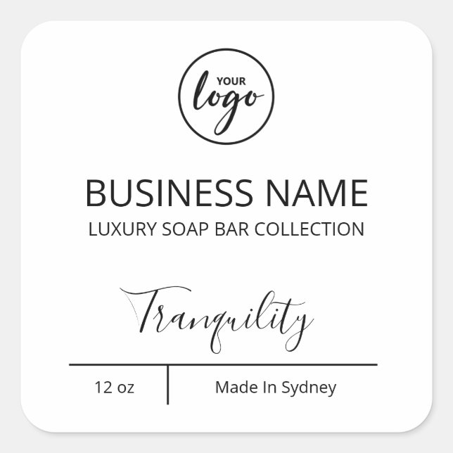 Exquisite Luxury Logo White Soap Bar Labels (Front)