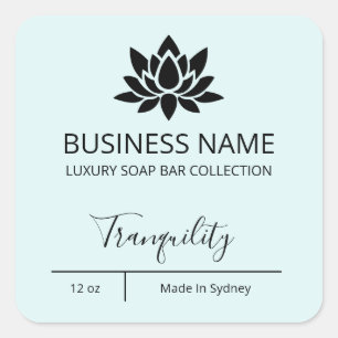 Exquisite Luxury Lotus Pastel Blue Soap Bar Labels