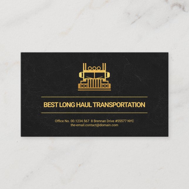 Exquisite Marble Texture Gold Lines, Trucker  Business Card (Front)