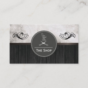 Exquisite Marble Wood Trim Barber Business Card