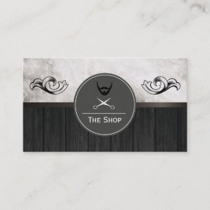 Exquisite Marble Wood Trim Elements Facial Hair Business Card