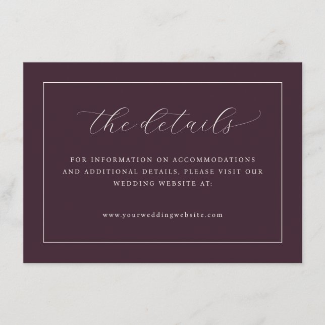 Exquisite Maroon Calligraphy Enclosure Card (Front)