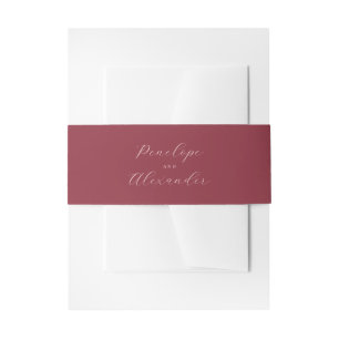 Exquisite Maroon Calligraphy Invitation Belly Band