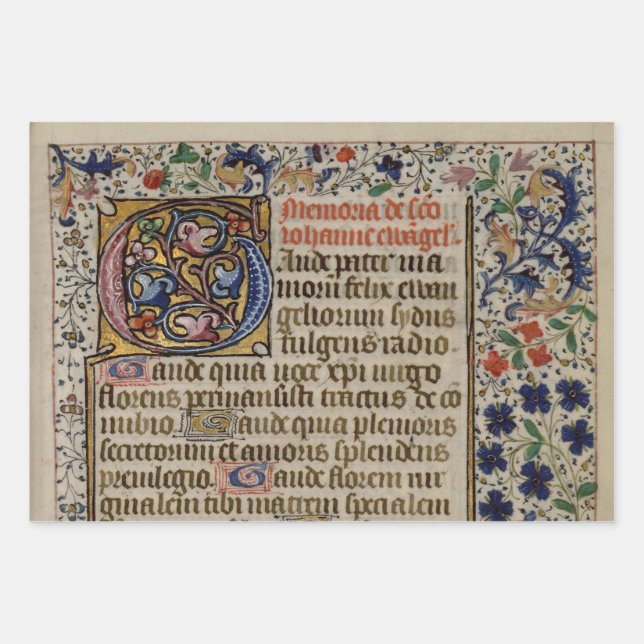 exquisite medieval illuminated manuscripts wrappin wrapping paper sheet (Front)