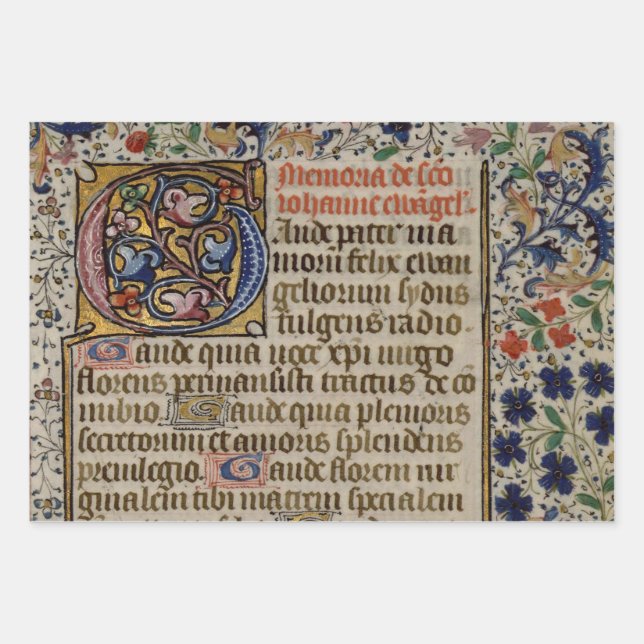 exquisite medieval illuminated manuscripts wrappin wrapping paper sheet (Front)