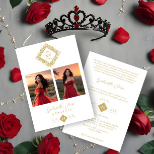 Exquisite Modern Floral Diamond Shape Mis XV Años Invitation