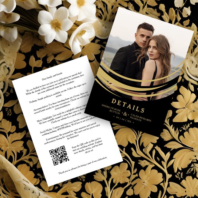 Exquisite Modern Golden Abstract Geometric Shape Enclosure Card (Exquisite Modern Faux Golden Abstract Geometric Shape Photo Wedding Enclosure Card. )