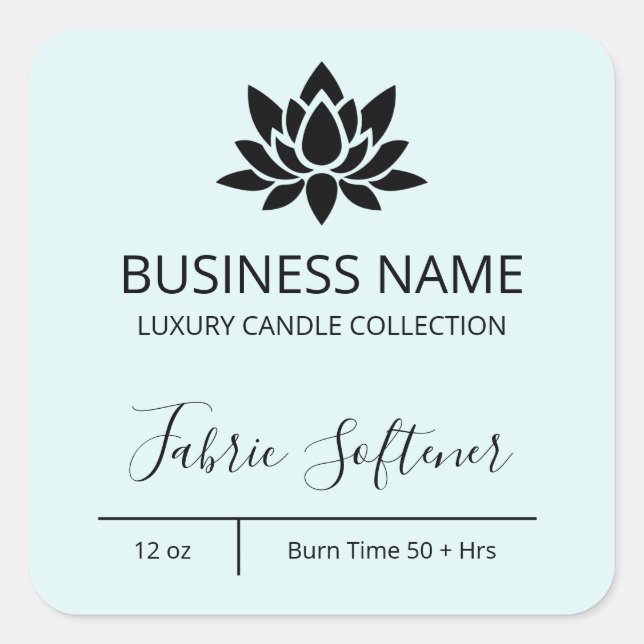 Exquisite Modern Lotus Pastel Blue Candle Labels (Front)