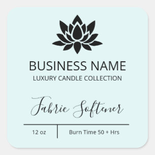 Exquisite Modern Lotus Pastel Blue Candle Labels
