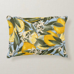 Exquisite pattern with yellow bergamot fruits, cit accent pillow