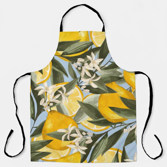 Exquisite pattern with yellow bergamot fruits, cit apron (Front)