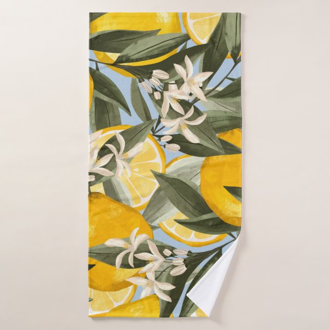 Exquisite pattern with yellow bergamot fruits, cit bath towel (Bath Towel)