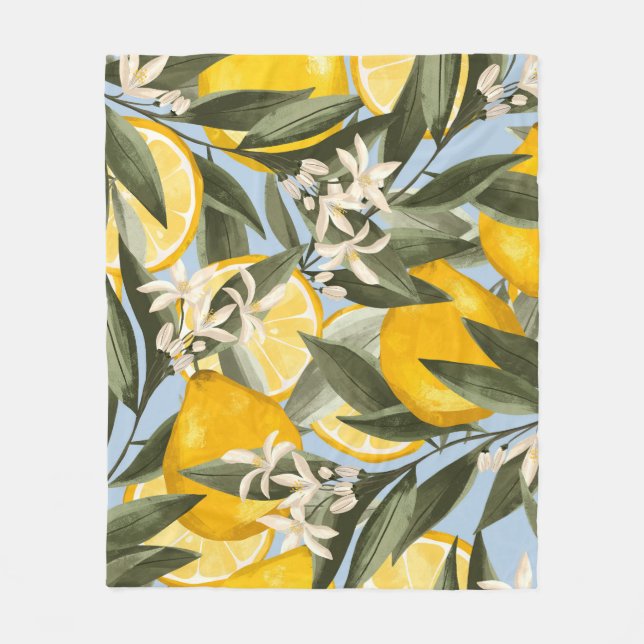 Exquisite pattern with yellow bergamot fruits, cit fleece blanket (Front)
