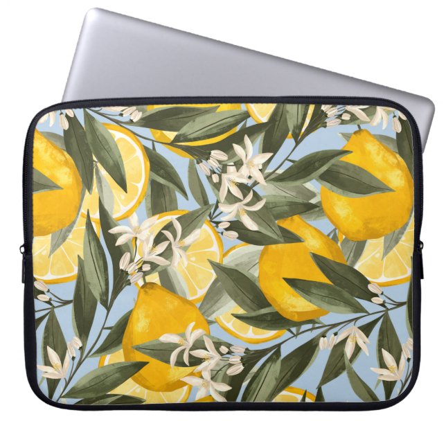 Exquisite pattern with yellow bergamot fruits, cit laptop sleeve (Front)