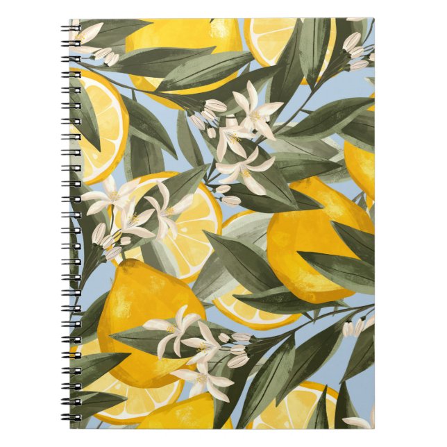 Exquisite pattern with yellow bergamot fruits, cit notebook (Front)