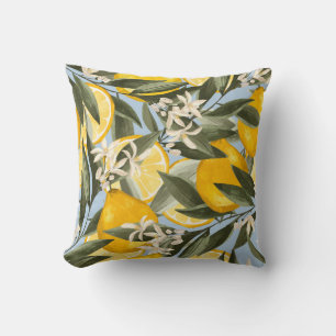 Exquisite pattern with yellow bergamot fruits, cit throw pillow
