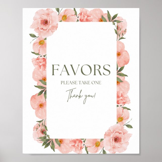 Exquisite Peach Floral Favours Poster (Front)