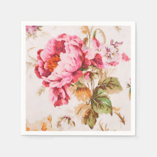Exquisite Pink and Orange Flowers. Shabby Chic Napkin