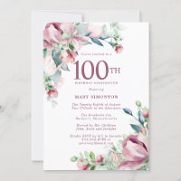 Exquisite Pink Rose Floral 100th Birthday