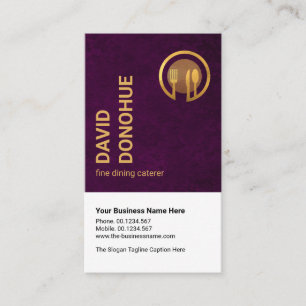 Exquisite Purple Grunge Gold Cutlery Catering Business Card