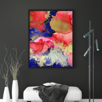 Exquisite Red Blue Gold Abstract Art