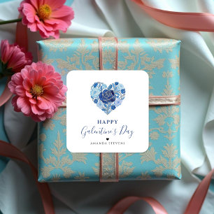 Exquisite Red Floral Heart Galentine's Day Party  Square Sticker