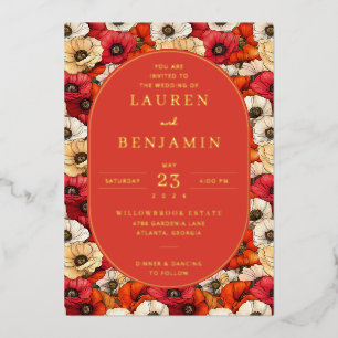 Exquisite Red Floral Wedding Invitation
