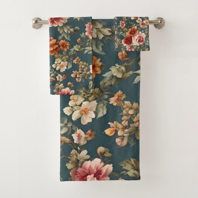 Exquisite Romantic Roses and Beautiful Flowers Bath Towel Set (Insitu)