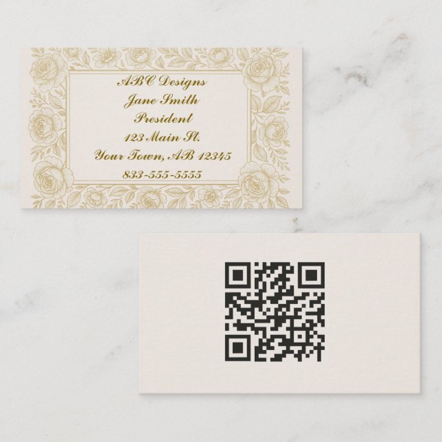 Exquisite Rose QR Code Business Card (Front/Back)