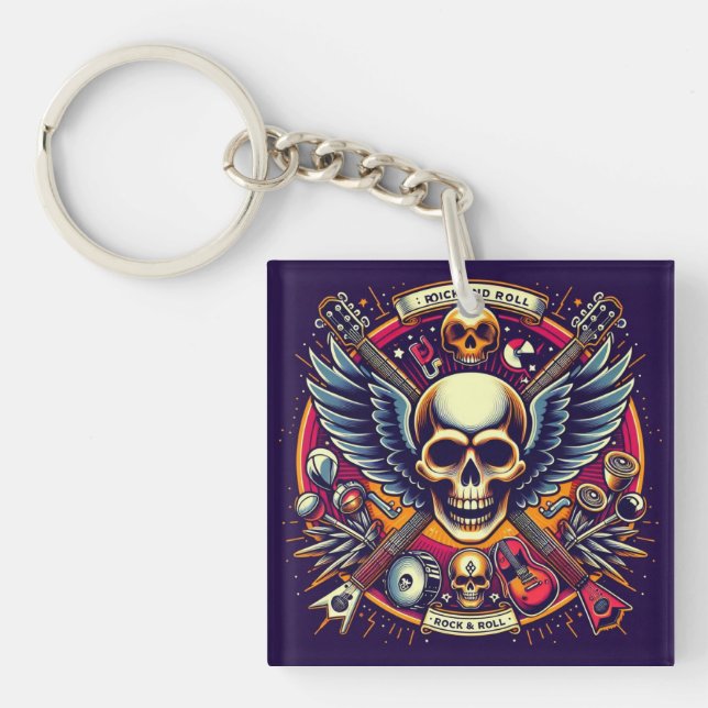  Exquisite Skull and Bones Traditional Artistry 🎨 Keychain (Front)